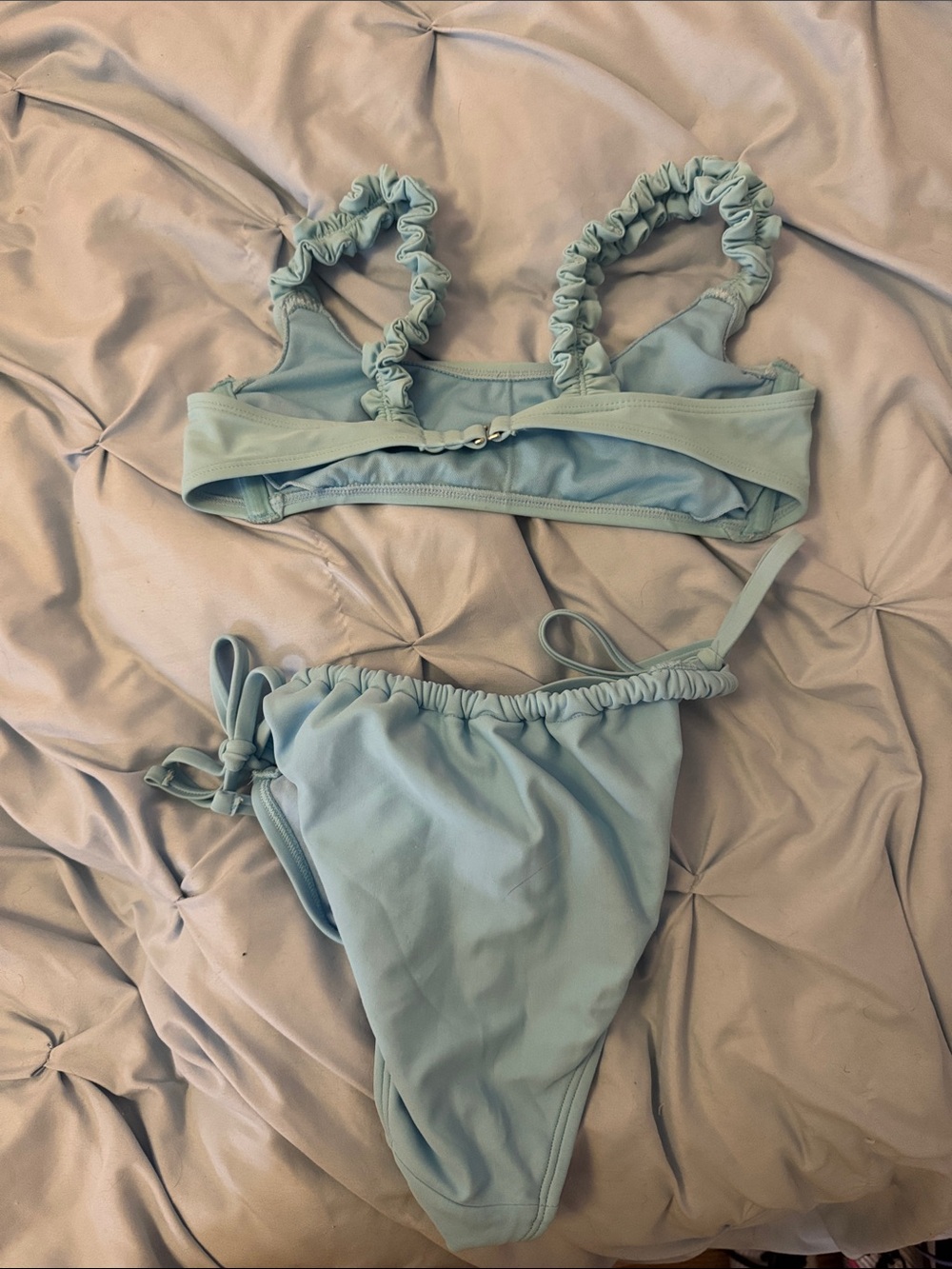 Light Blue Ruffle Strap Bikini Set - Picture 2 of 2